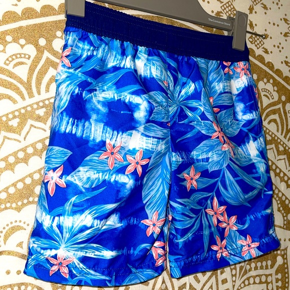 ✨HP✨ NWT “CARTERS” BOYS UPF 50+ BLUE/CORAL SWIM TRUNKS W/TIE WAIST, SIZE 4 - Picture 6 of 6